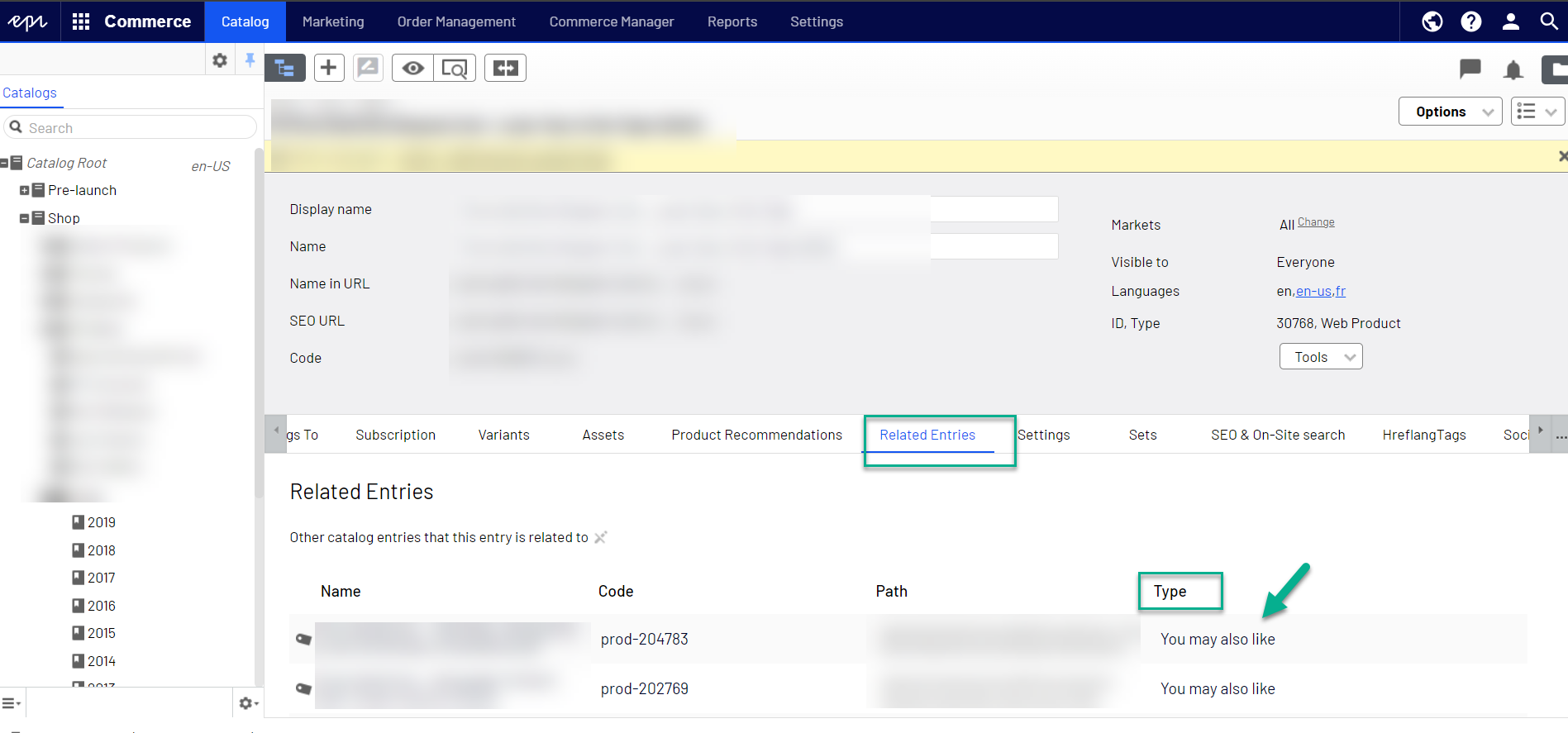 'Related Entries' tab (Source: Optimizley INTE)