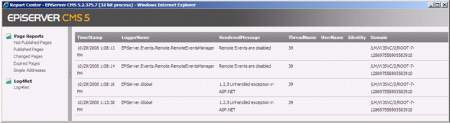 EPiServer CMS report view